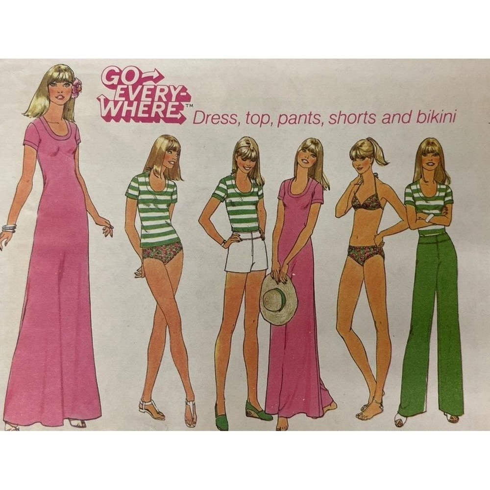 ⚜️Simplicity # 7526 Vtg  1976 Dress Top Pants Shorts Bikini Sz 16 Uncut  FF
